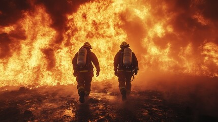 Firefighters Bravely Confronting a Massive Inferno