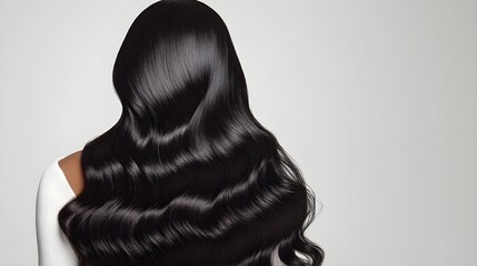 A captivating beauty portrait of a flawless model, an editorial fashion shoot. Insanely detailed photo of a beautiful woman with long hair, hair treatment adverstising. Generative AI