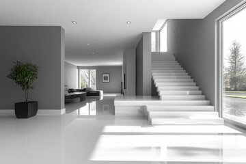 Spacious open-plan living area with contemporary design elements