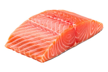 One piece of single raw orange salmon meat isolated and generated with AI in png file format