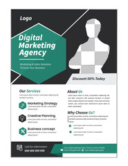 Corporate A4 Size business flyer, Geometric shape, editable vector template design, marketing, business proposal, promotion, advertise, publication, perfect for creative professional, modern design.