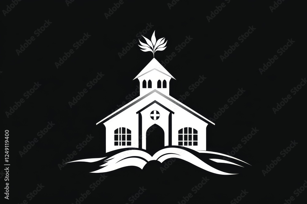 Aufkleber A simple, clean icon of a library building with a book symbol on top, representing public libraries