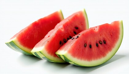 Vibrant Watermelon Slices Arrand in Triangular Formation Against White Background