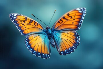 visual metaphor for digital business transformation represented by a colorful butterfly emerging from a blue background symbolizing innovation growth and the lifecycle of change in technology