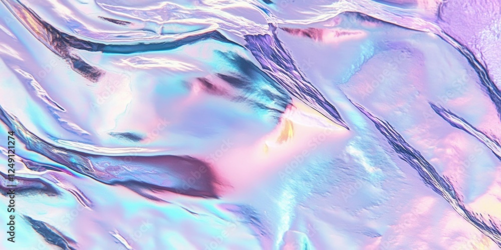 Poster iridescent holographic fluid texture with colorful swirls and soft reflections perfect for abstract 