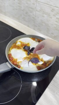 Making a tasty dish with fresh ingredients at home