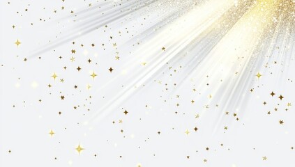 Golden light rays, stars, sparkle, background, design