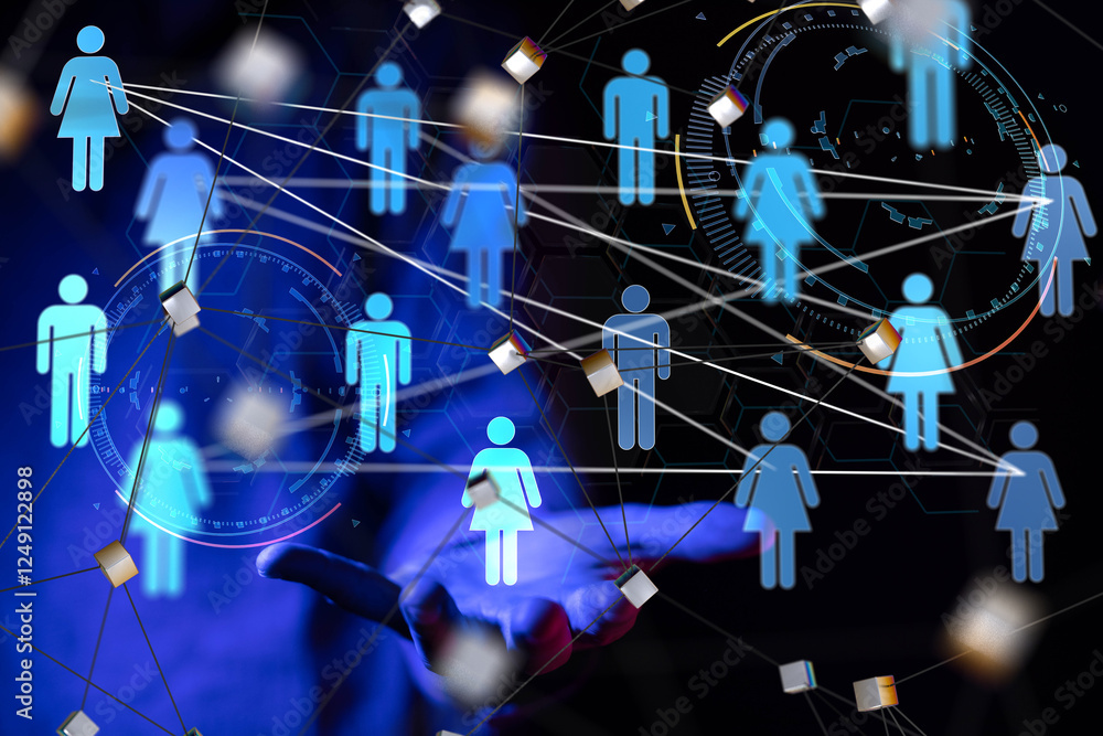 Poster abstract technology group and data 3d