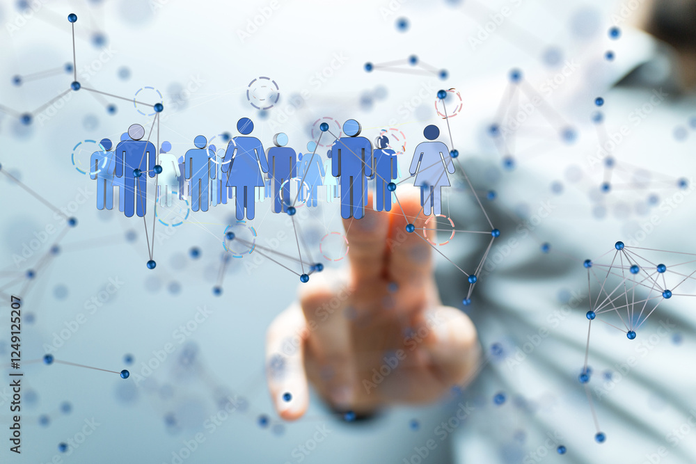 Aufkleber Global network. Blockchain. 3D illustration. Neural networks and artificial intelligence. Abstract  3d
