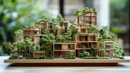 Eco-friendly architectural model of a green city.