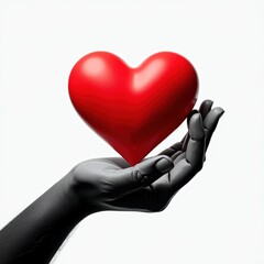 Vibrant Red Heart Against Stark White: HandPainted Contrast Art