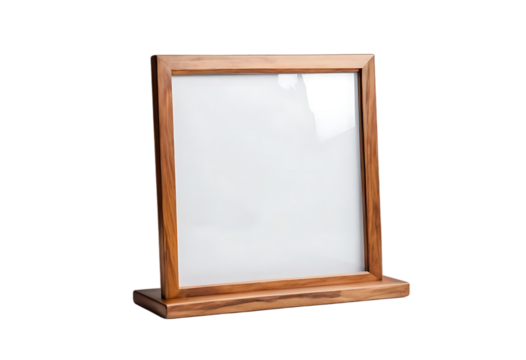 Elegant empty wooden picture frame with polished isolated on a transparent and white background