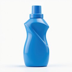 Blue Bottle and Cap Against White Background