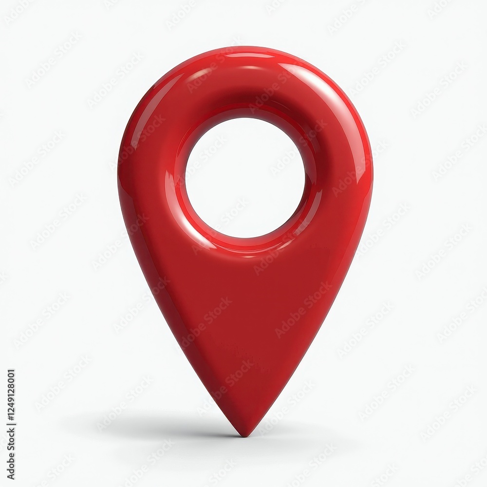 Poster glossy red 3d map pointer on white background