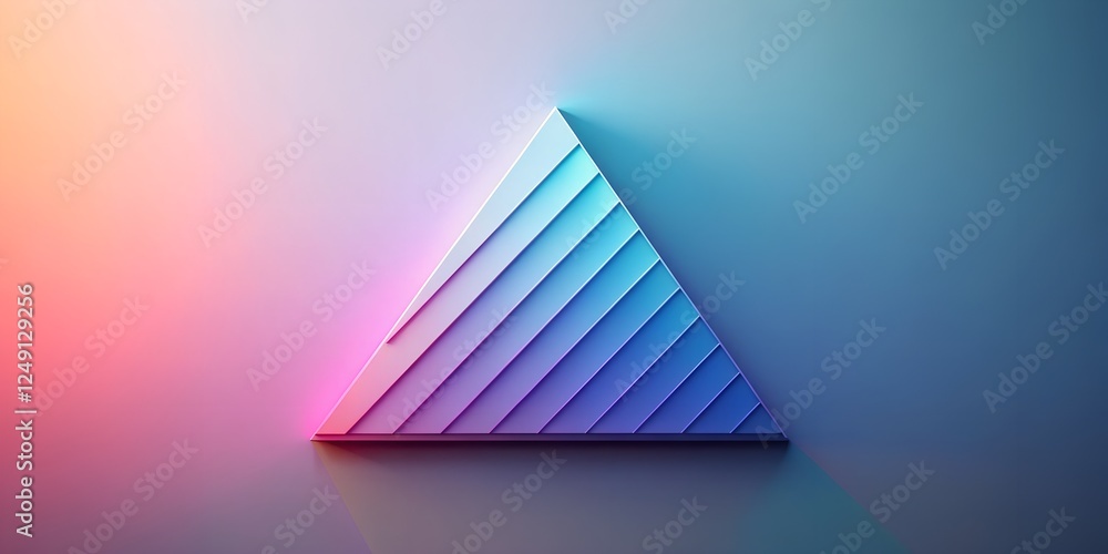 Poster graphic wallpaper showcases a minimalist triangular design with gradient colors and layered shadows 