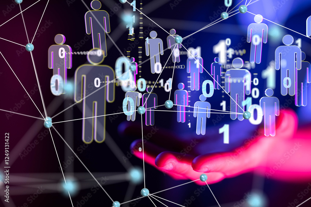Aufkleber Neural network concept. Connected cells with links.