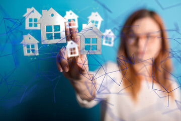 home data. Digital cyberspace with particles and Digital data network connections concept. - neural network exposure digital