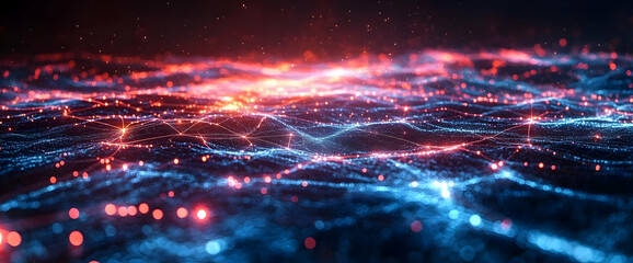 Obraz premium Abstract Futuristic Cityscape With Glowing Particles