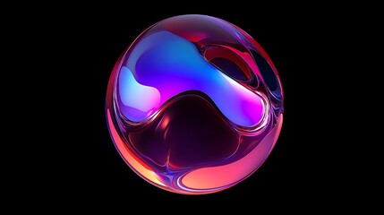 Dynamic Liquid Metallic Sphere Abstract Digital Art Futuristic Design Holographic Color Transformation Innovative Technological Visualization Cutting-Edge Artistic Interpretation