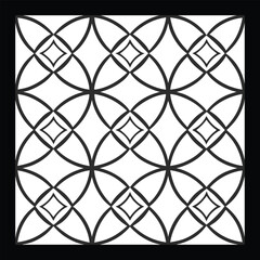 Fototapeta premium Luxurious Black and White Floral Vector Pattern | Decorative Geometric Tile Design for Fashion, Fabric, Interior, Carpet, and Graphic Art | Timeless Digital Texture with Classic Elegance 