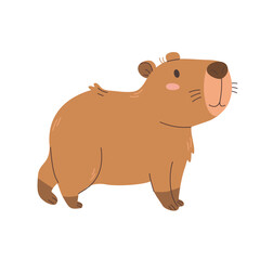 Cute capybara. Funny animal character rodent. Vector illustration in flat style for cards, design, t-shirt design, print, kids collection.