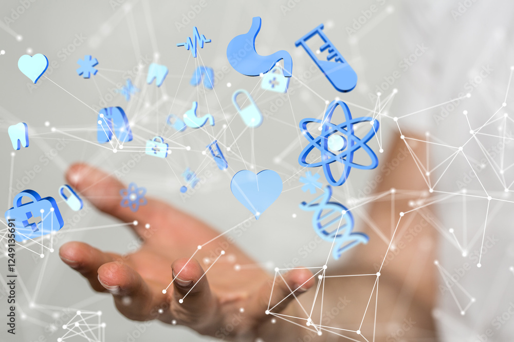 Aufkleber digital medical futuristic interface 3d rendering