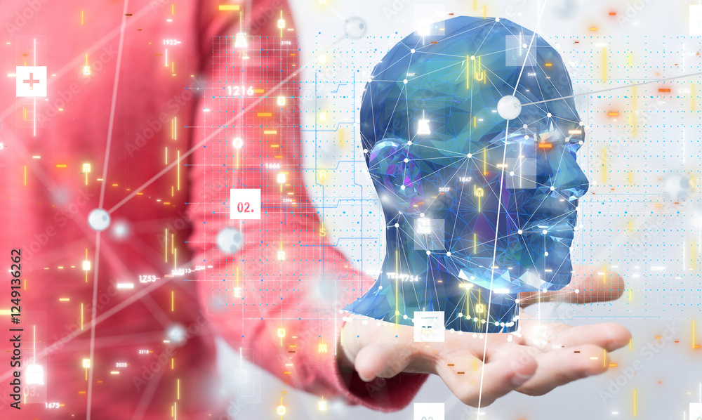 Poster digital medical futuristic interface 3d rendering