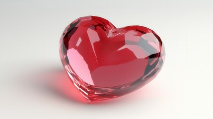 Naklejka premium Shiny Red Heart-Shaped Crystal on Light Background