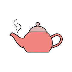 Modern Teapot with Steam Flat Illustration