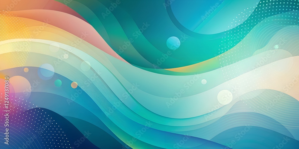 Poster abstract design featuring colorful waves and soft gradients against a vibrant backdrop