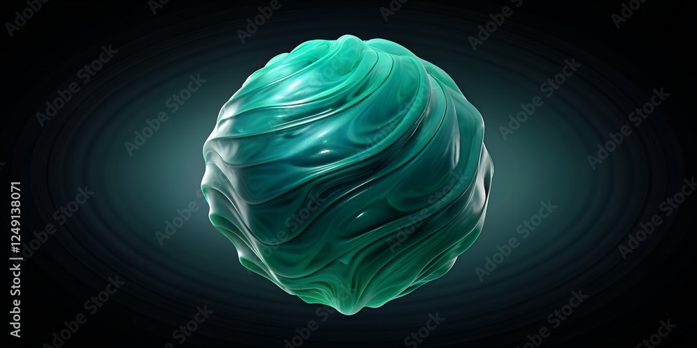 Aufkleber glowing teal spherical object with swirling patterns against a black background