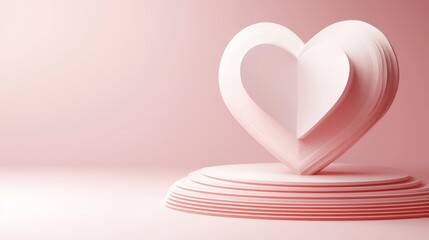 Elegant Heart Shaped Design with Soft Pink Background for Love Theme