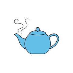 Modern Teapot with Steam Flat Illustration