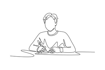 Campus activity concept. Single line draw design vector graphic illustration.