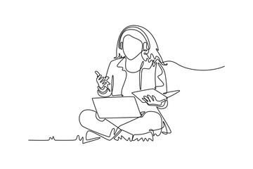 Campus activity concept. Single line draw design vector graphic illustration.