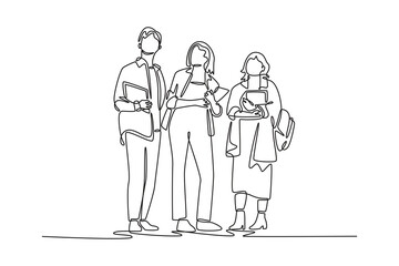 Obraz premium Campus activity concept. Single line draw design vector graphic illustration.