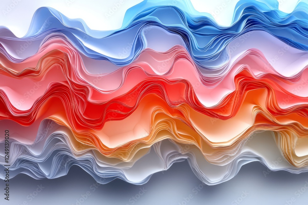 Poster vibrant waves of colorful paper layers create a soothing abstract composition.