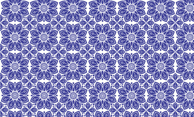 seamless bue floral pattern motif style, blue and white flower ceramic background for design, chinaware, tile, ceiling, texture, gift wrapping, wall, paper and fabric, vector illustration