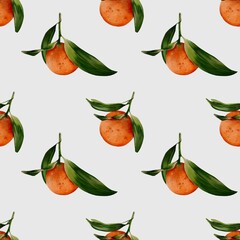 Obraz premium Vibrant tangerine watercolor pattern for textile and fabric design