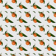 Obraz premium Beautiful watercolor tangerines in a seamless pattern design for textiles and packaging