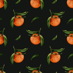 Vibrant watercolor tangerines create a delightful seamless pattern for textile design