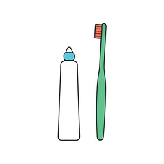 Toothbrush with Toothpaste Minimalist Illustration