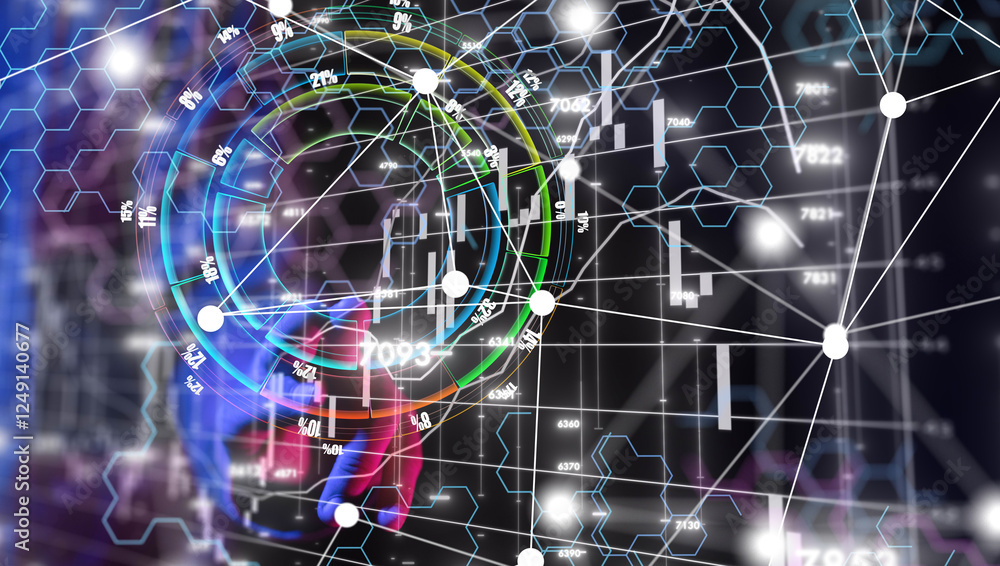 Poster futuristic wave, futuristic data stream - 3d