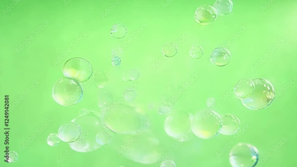 Aufkleber sudsy bubbles rising and bursting creating a playful effect. green screen chromakey