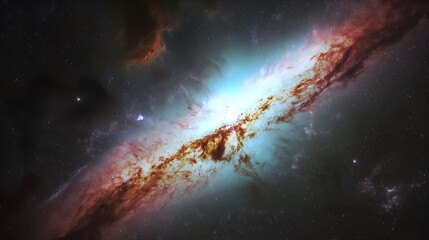Fototapeta premium Spectacular Cosmic Galaxy Nebula Deep Space Astronomical Observation Celestial Phenomenon Interstellar Landscape Astrophysics Scientific Visualization Infinite Universe