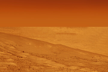 Surreal colorful landscape with vivid red colors desert