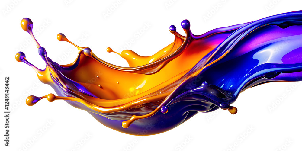 Poster vibrant splash abstraction showcasing dynamic blue and orange paint with fluid motion and energetic 