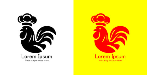 logo design in the shape of a chicken wearing a chef's hat