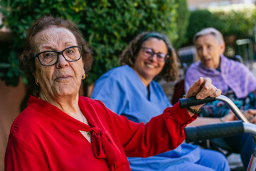 Elderly women enjoying time at nursing home