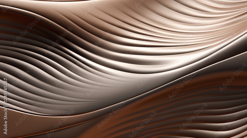 Poster close up of smooth curved patterns in a warm metallic tone, highlighting rich texture and depth